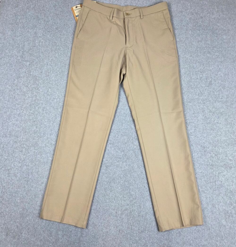 NWT Haggar 34x32 Tan Flat Front Straight Fit Slacks